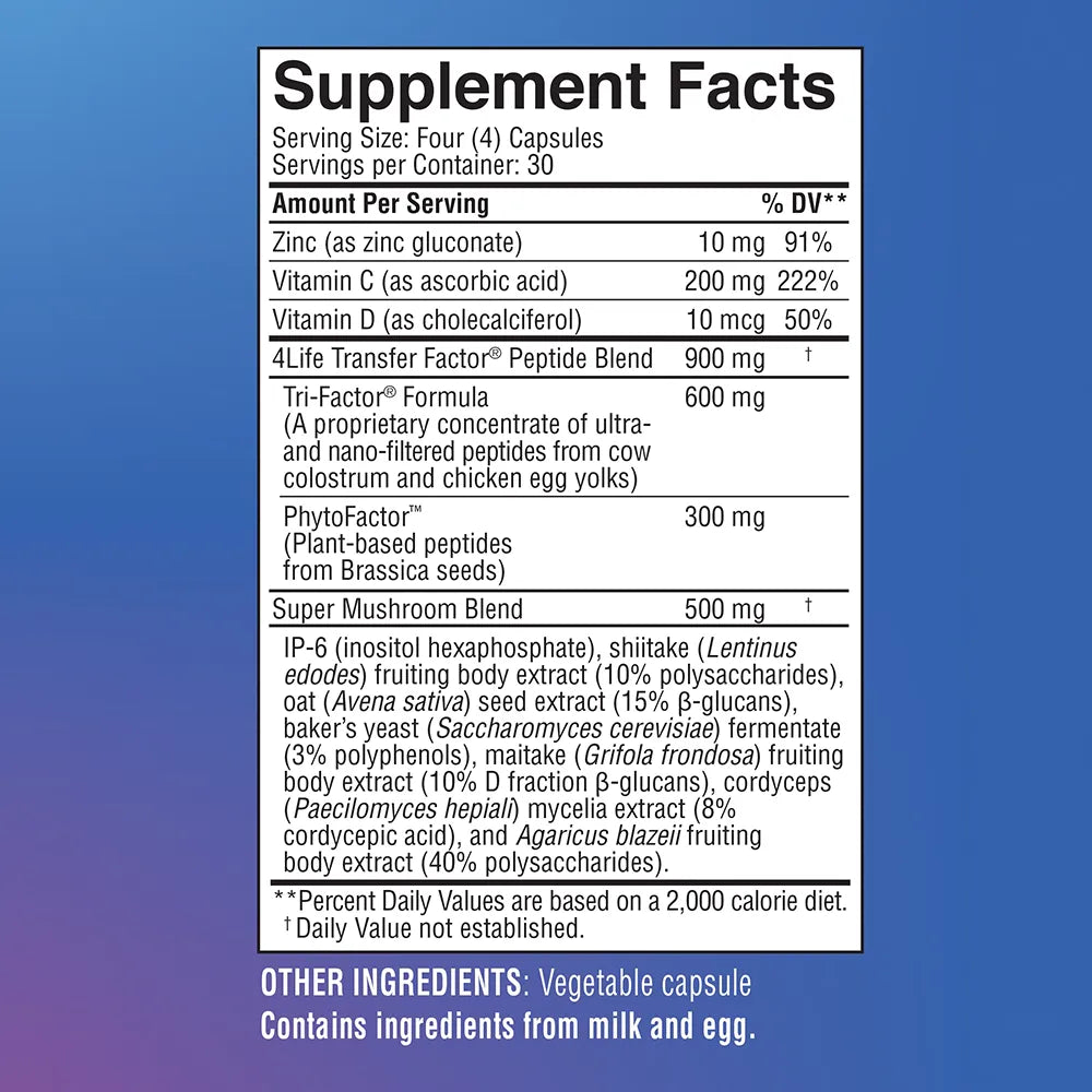 4Life Transfer Factor Max Supplement Facts