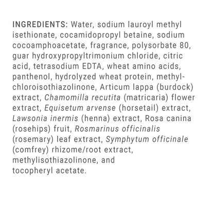 4life Transfer Factor Shampoo for All Hair Types with Hydrolyzed Wheat Protein, Burdock, Rosemary, Horsetail, and Rosehips, Ingredients