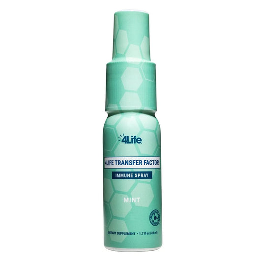 4Life Transfer Factor Immune Spray - Mouth and Throat Immune System Support Spray - Formula with Zinc, Marshmallow Root Extract, and Colloidal Silver - 1.7 Fluid Ounces - Mint Flavor, Front Image of Mint Flavor