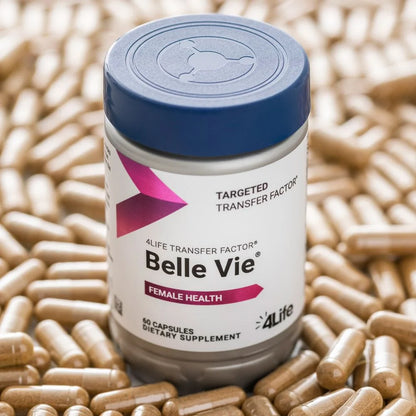 4Life Transfer Factor Belle Vie - Reproductive Health Supplement for Women - Phytoestrogen Blend with Kudzu, Flax, and Red Clover - Supports Endocrine System & Immune Function - 60 Veggie Capsules, Front Image with Capsules