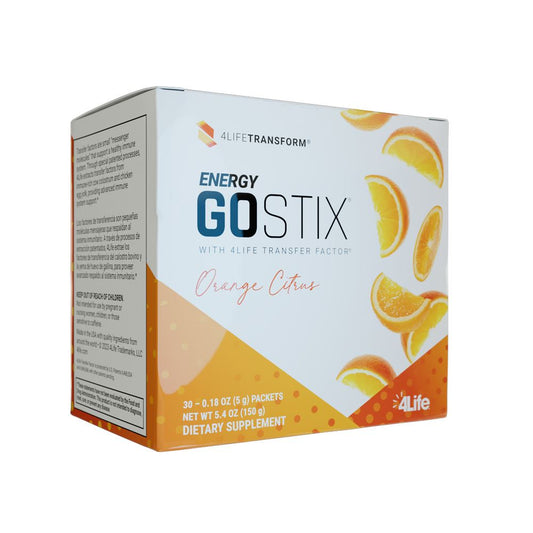 4Life Energy Go Stix - Healthy Energy Source - Orange Citrus Drink Mix - Contains Natural Caffeine from Guarana, Maca, Yerba Mate, and Green Tea Leaf Extract, Side View
