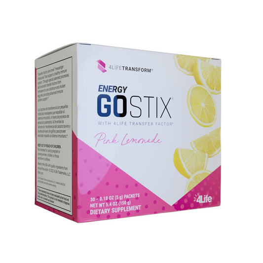 4Life Energy Go Stix - Healthy Energy Source - Pink Lemonade Drink Mix - Contains Natural Caffeine from Guarana, Maca, Yerba Mate, and Green Tea Leaf Extract - 30 Packets, Side View