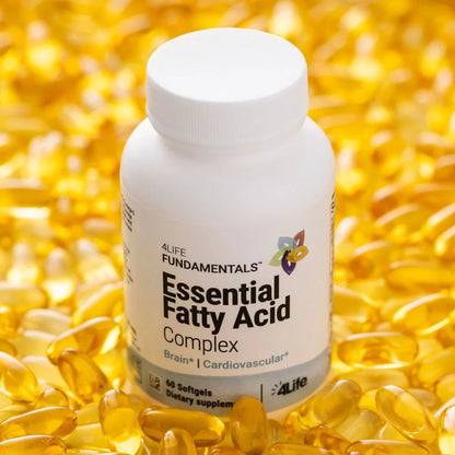 4life Essential Fatty Acids with Omega-3 and 6 from Fish Oil, Borage Seed Oil, Flaxseed Oil, and Safflower Seed, Image with Soft Gels