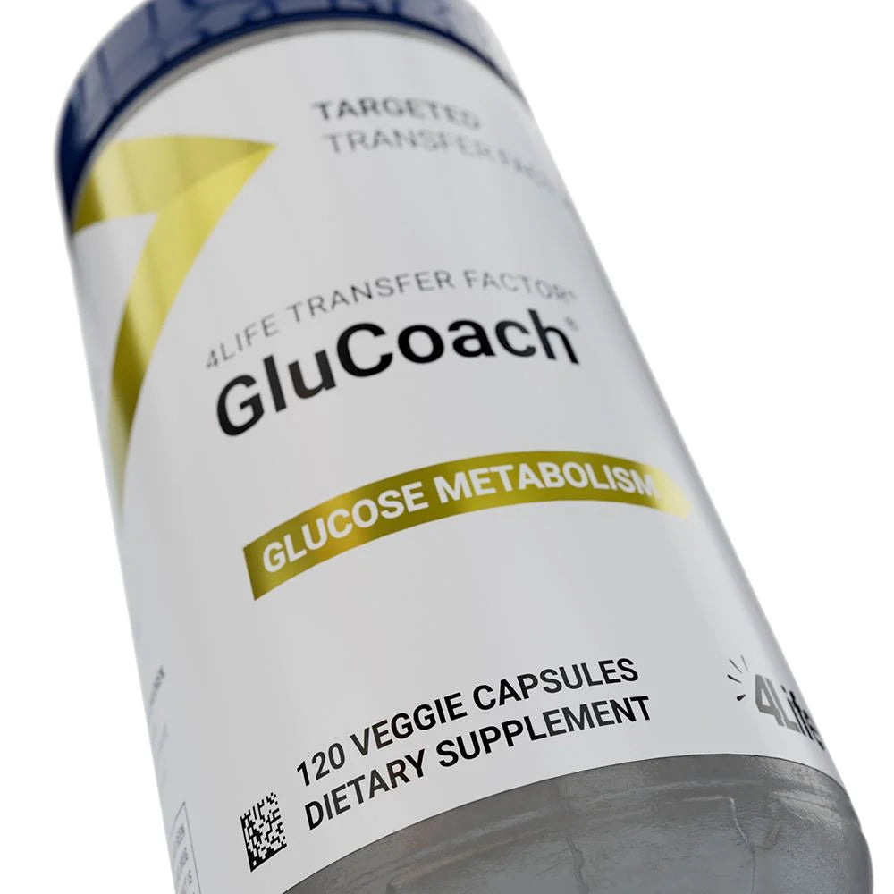 4Life Transfer Factor GluCoach for Diabetics, Healthy Glucose Levels - Targeted Healthy Hormone Balance, Endocrine, and Metabolic System Support - Dietary Supplement Supports Healthy Metabolism - 120 Capsules, Close Up Image