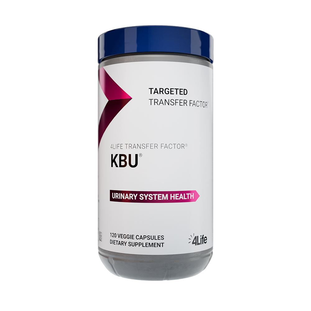 4Life KBU - Urinary Support Supplement Transfer Factor for Bladder & Kidney Health - Cranberry, Chanca Piedra, IP-6, Blueberry, Dandelion & Juniper Berry - Supports Immune System & Cleansing - 120 Veggie Capsules, Front View