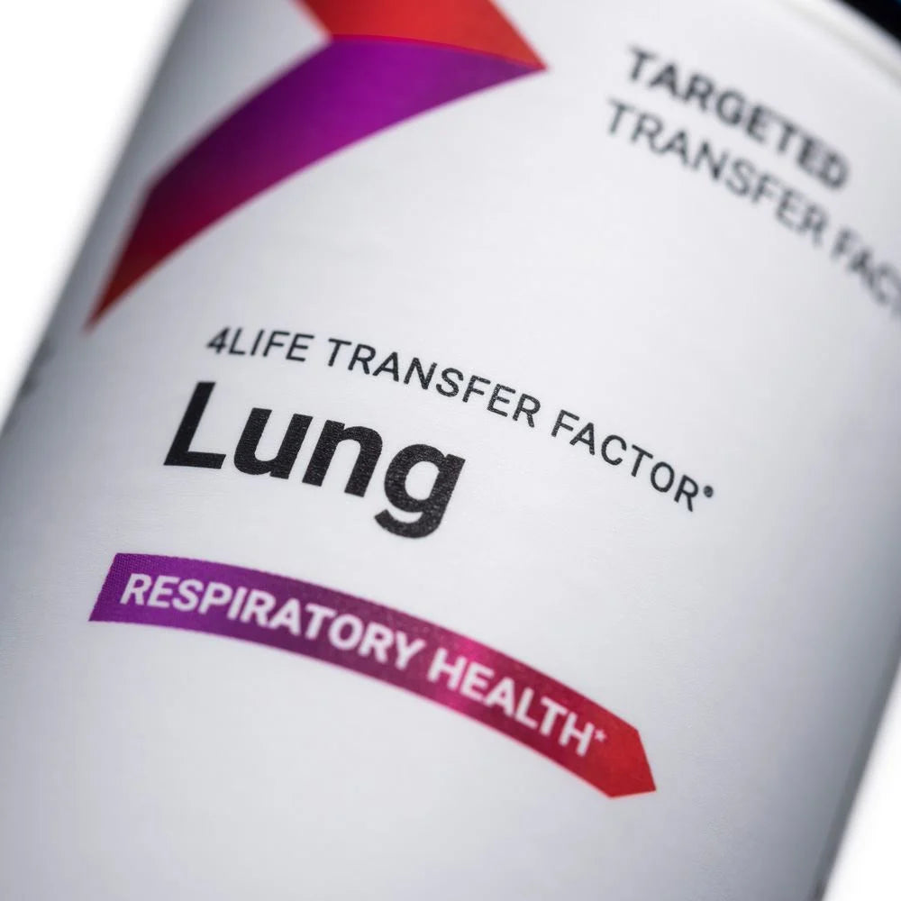 4life Transfer Factor Lung Respiratory Health with Thyme, Broccoli, NAC, Vitamin C and E, Black Cumin, and Bilberry, Close Up Image