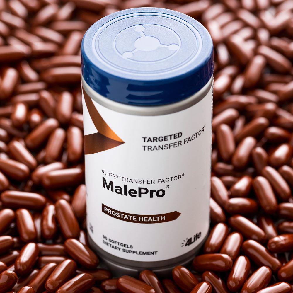 4life Transfer Factor Malepro Mens Prostate Health with Saw Palmetto, Lycopene, Isoflavones, and Broccoli Extract, Close Up with Capsules