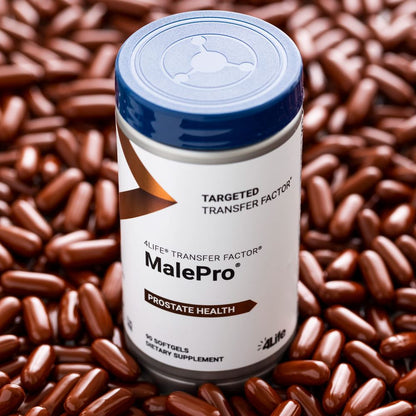 4life Transfer Factor Malepro Mens Prostate Health with Saw Palmetto, Lycopene, Isoflavones, and Broccoli Extract, Close Up with Capsules