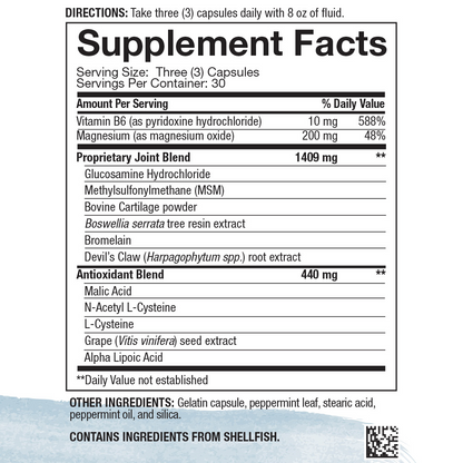 4Life Transfer Factor Fibro AMJ Day Time Formula - Dietary Supplement Supports Muscle, Bone, and Joint Health with Magnesium and Boswellia Serrata Extract - 90 Capsules, Supplement Facts