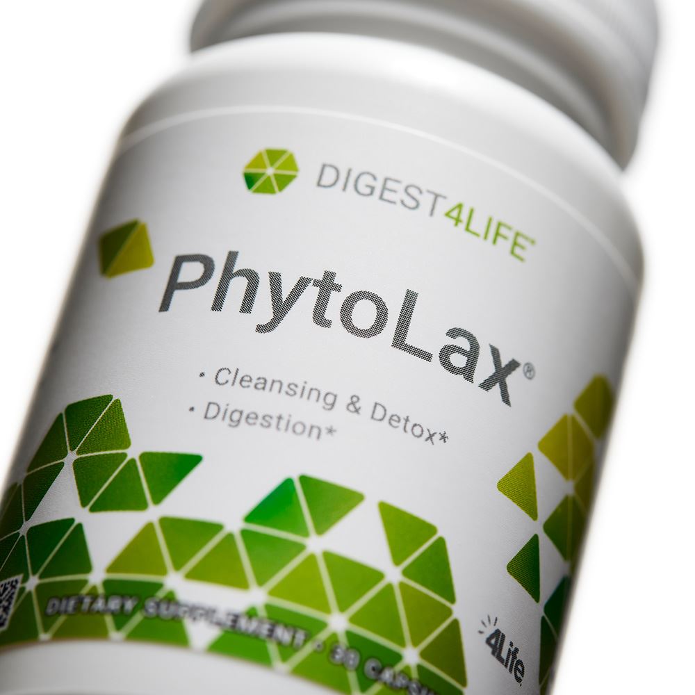 4life PhytoLax Herbal Laxative for Gut Detox with Senna Leaf, Cascara Sagrada, Rhubarb, Black Walnut Hull, Frangula Bark, Buckthorn Bark, and Ginger, Close Up View
