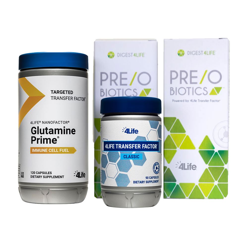 4life Immune IQ Starter Pack With Pre-Biotics, Glutamine Prime, and Transfer Factor Classic, Front View