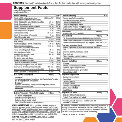 4Life RiteStart Women - Daily Nutritional Pack Supports Immune System Health - Daily Supplement Formula with Zinc, Vitamin C, K2, B12, B6, B1, E, A, D Biotin, Iron, and Selenium - 1 Box (30 Packets), Supplement Facts