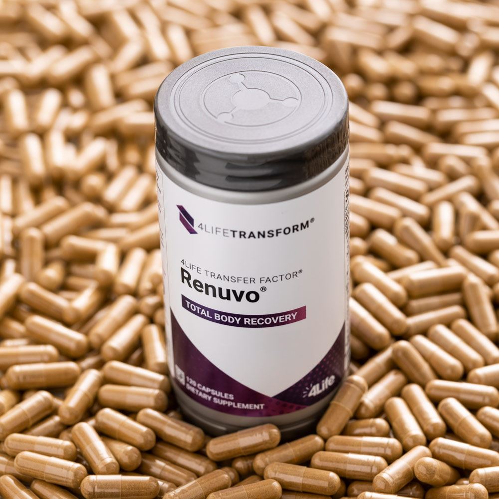 4Life - Transform Transfer Factor Renuvo Ashwagandha, Resveratrol, Cortisol Blocker blend, Side View