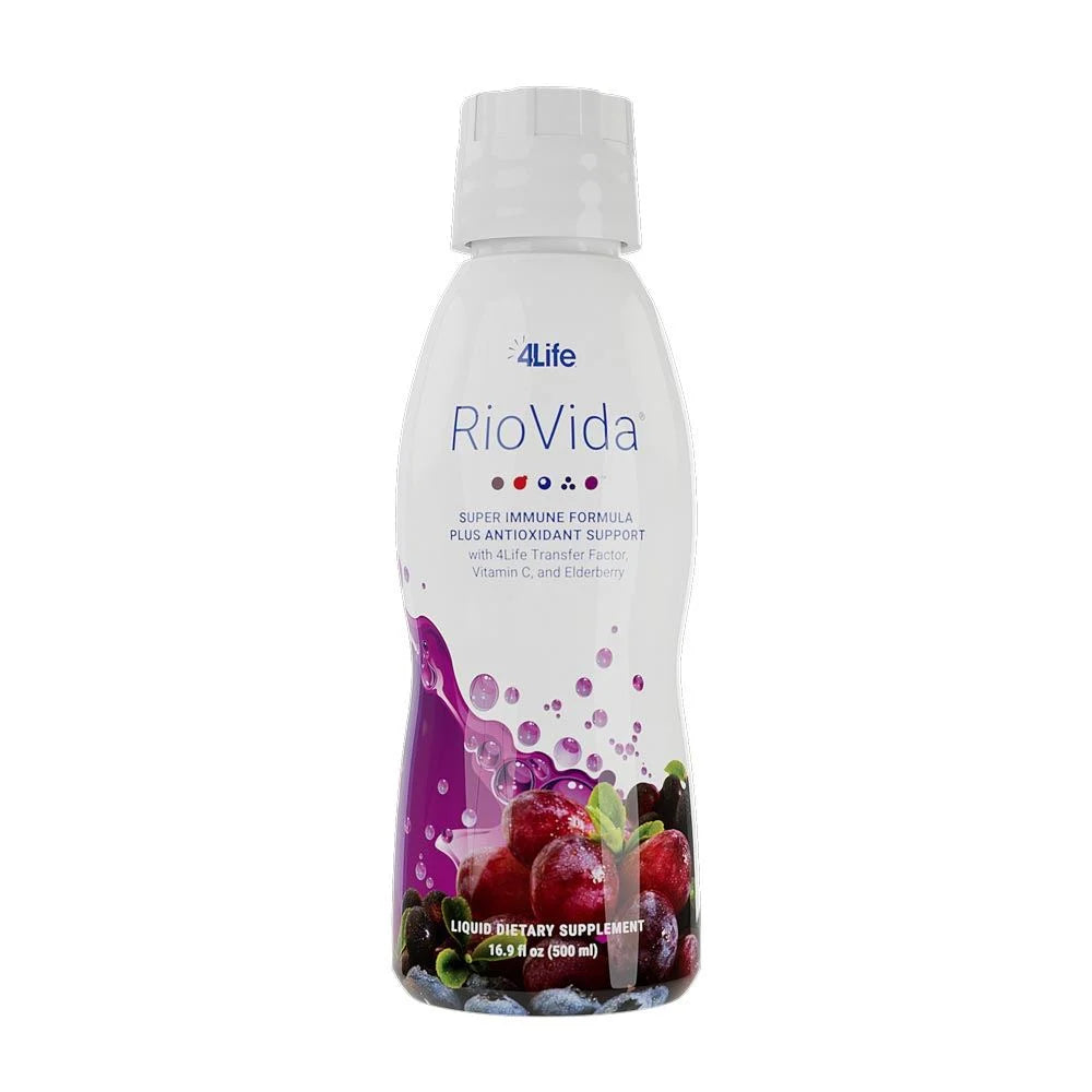 4Life Transfer Factor RioVida Tri-Factor Formula - Liquid Immune System and Antioxidant Support with Vitamin C, Elderberry, Blueberry, and Acai - Single Pack, Front Image