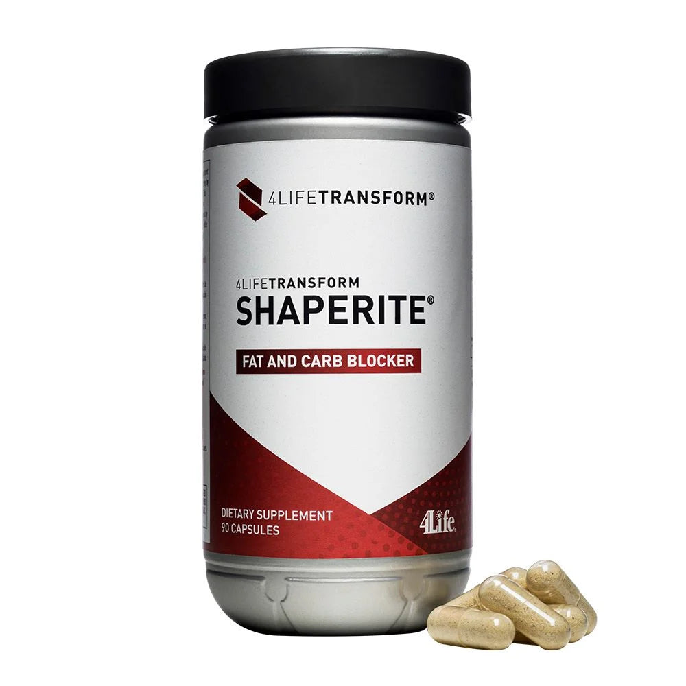 4life Shaperite Appetite Control Fat and Carb Blocker with Chitosan, Hydrolyzed Yeast, and Dragon Fruit Extract, Front Image with Capsules