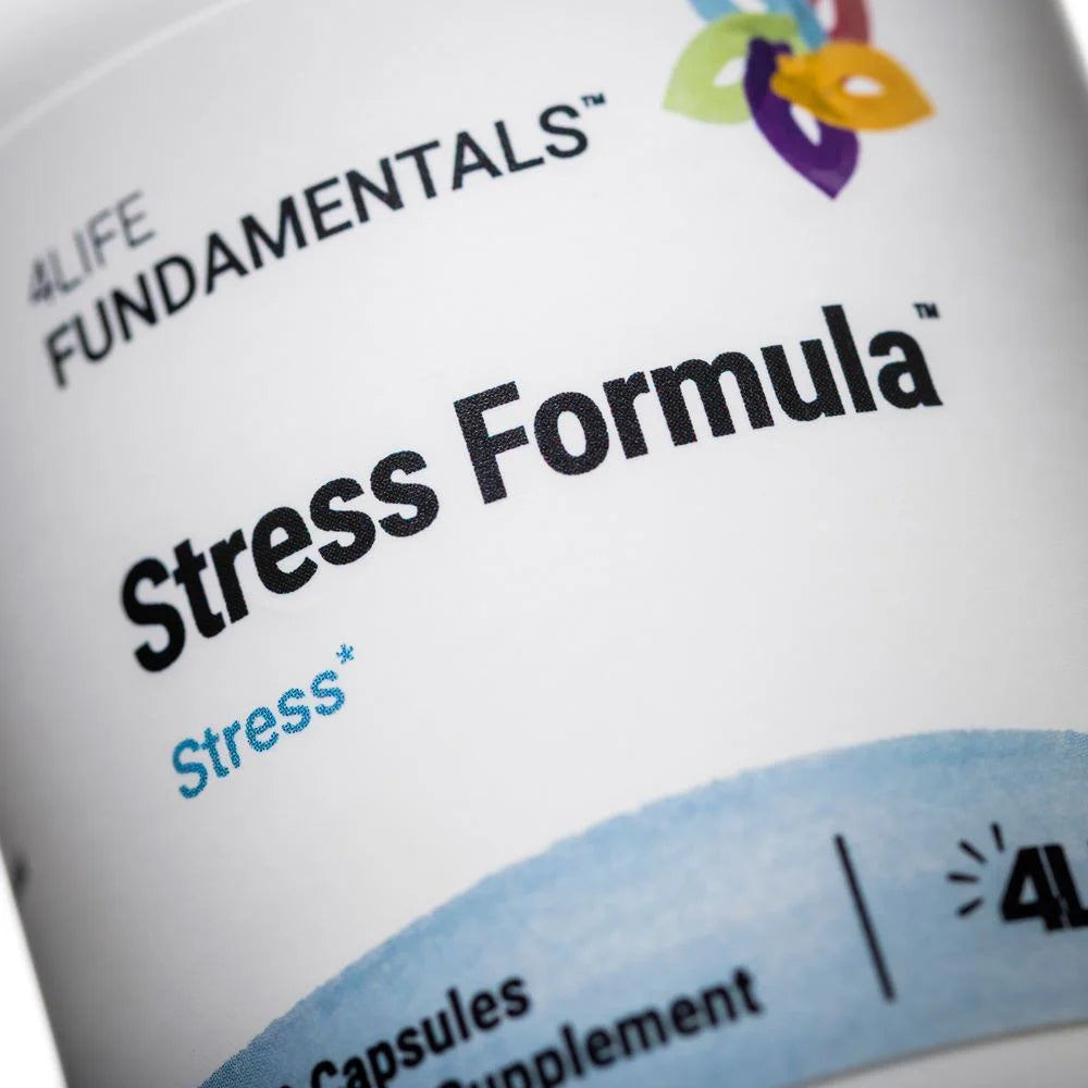 4Life Stress Formula - Dietary Supplement Supports Nervous System, Healthy Sleep, and Relaxation - Supplement Formula with Lemon Balm, Chamomile, Peppermint Leaf, and Valerian Root - 60 Capsules, Close Up Image