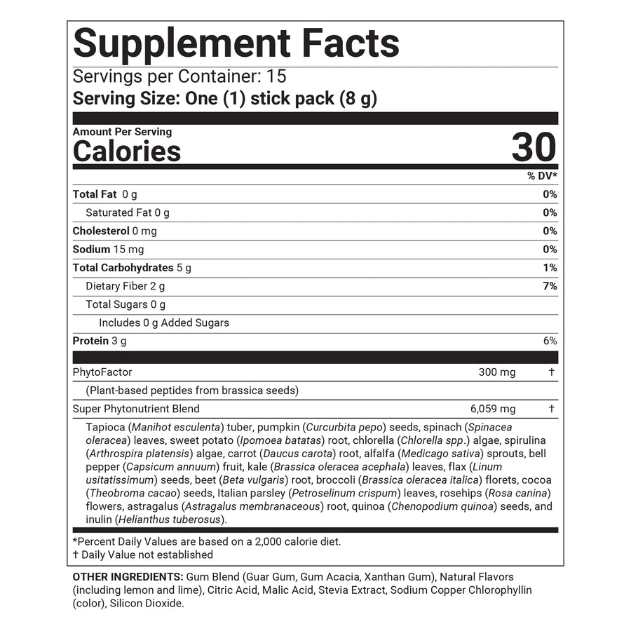 4Life Super Greens Supplement Facts