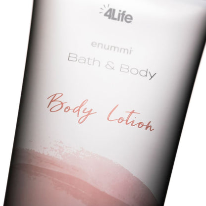 4life Transfer Factor Enummi Moisturizing Mineral Body Lotion with Aloe Vera, Shea Butter, Sandalwood, and Barley, Close Up Image